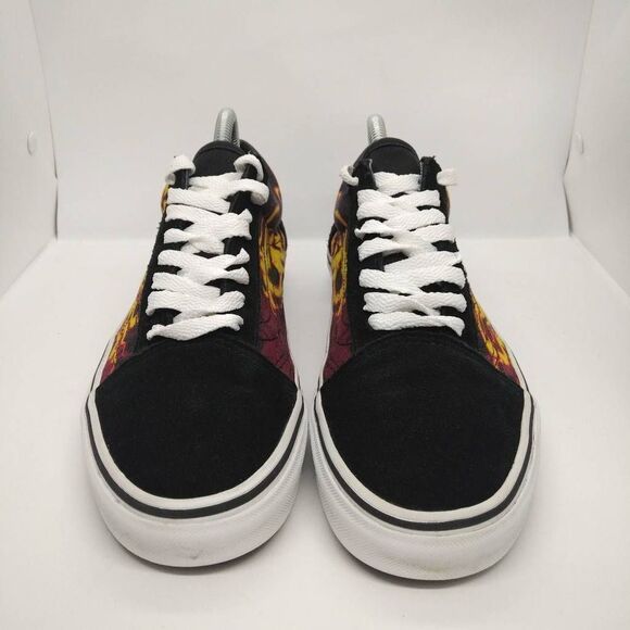 Vans Off The‎ Wall Skate Shoes Mens Size 8 Flames Skull Orange Black Sneakers - Picture 4 of 9